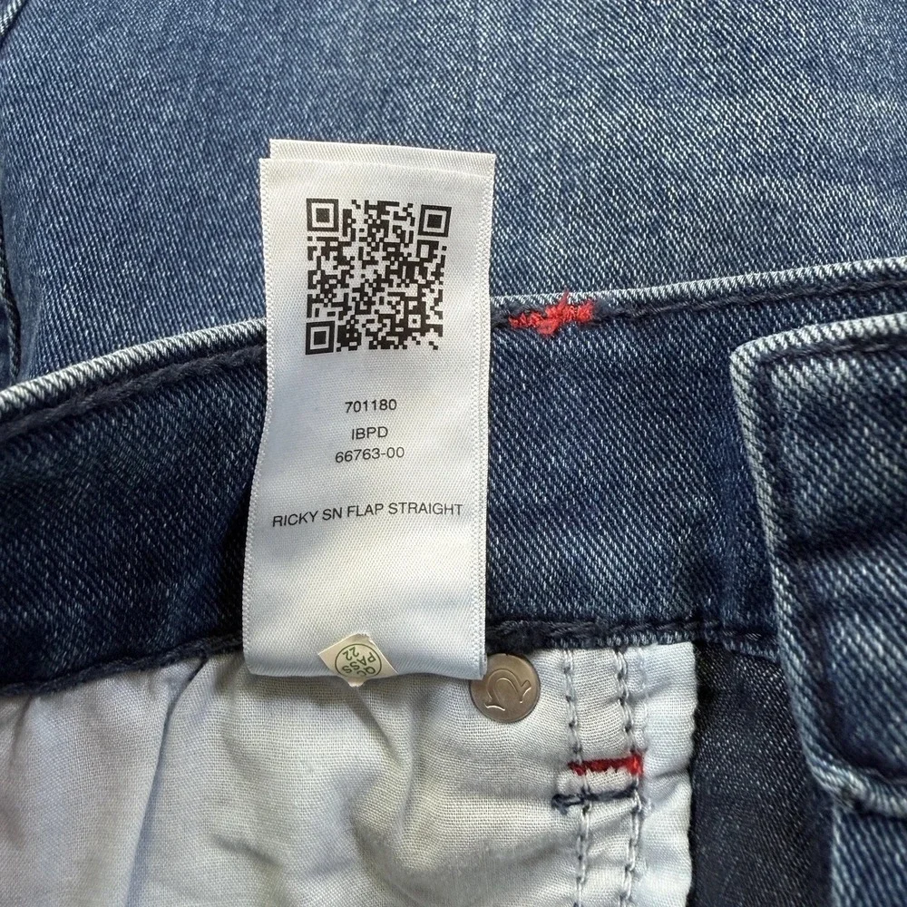 NWT True Religion Ricky Flap Straight Jean Mens 38 (36 Tag) Dark Shivering Wash
